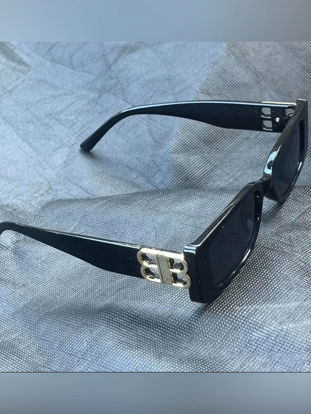 Black Sunglasses with Gold Double-B Logo